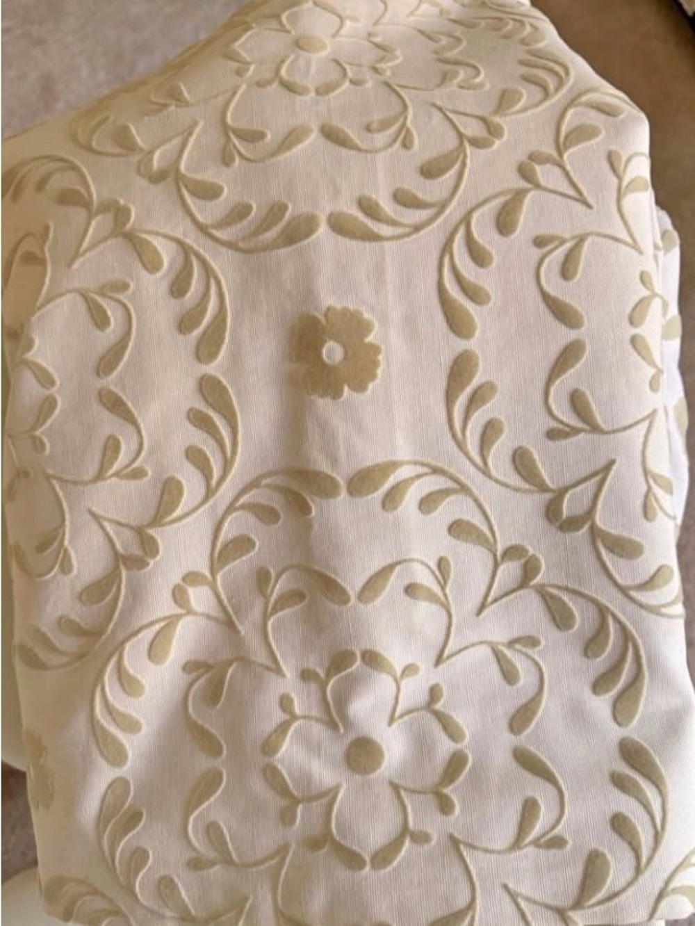 Pottery Barn Kids Cream Embroidered Flocked Curtains 44x84” Pair